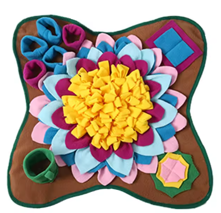 Schnüffelmatte „Futterpuzzle“ (48 × 48 cm) – natürliche Futtersuche (Bunt/Braun)
