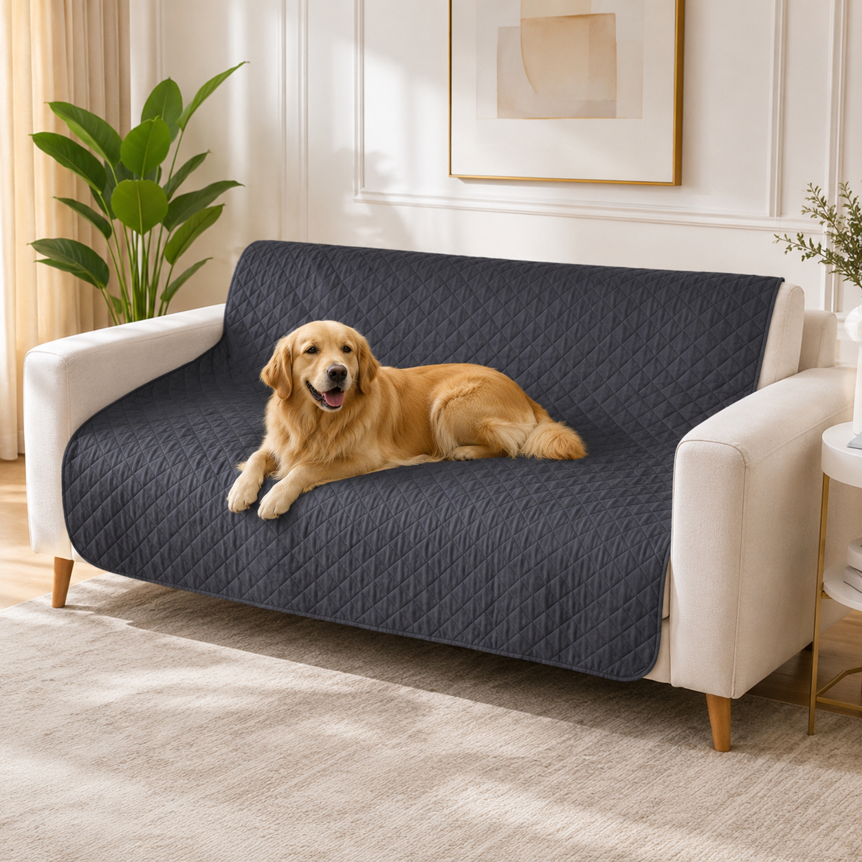 Wasserdichte Sofa- & Hundedecke – rutschfest, waschbar (Schwarz, 100 × 130 cm)