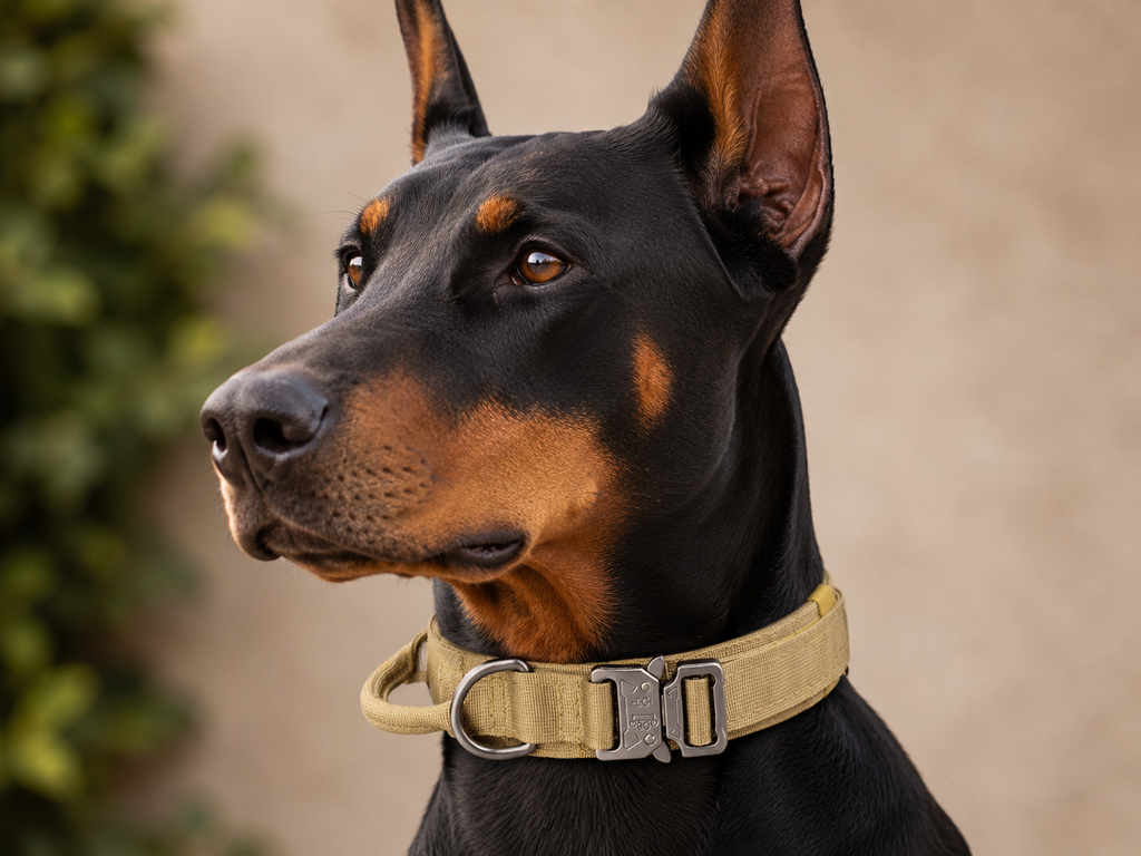 Hundehalsband Khaki – mit Griff – M/L/XL